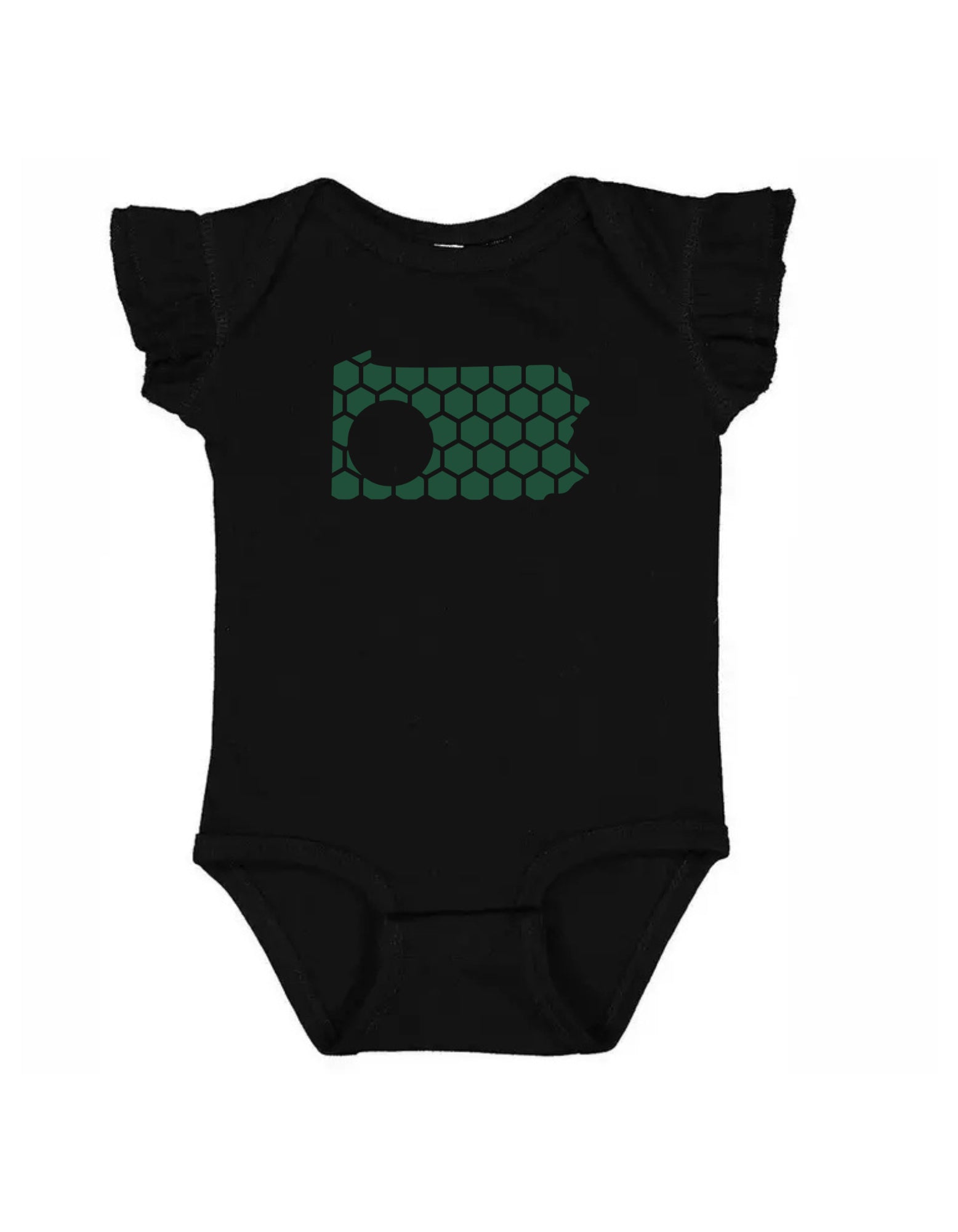 Ruffled Sleeve Pennsylvania Honeycomb Monogrammed Onesie-Rogue Magnolia Custom Designs