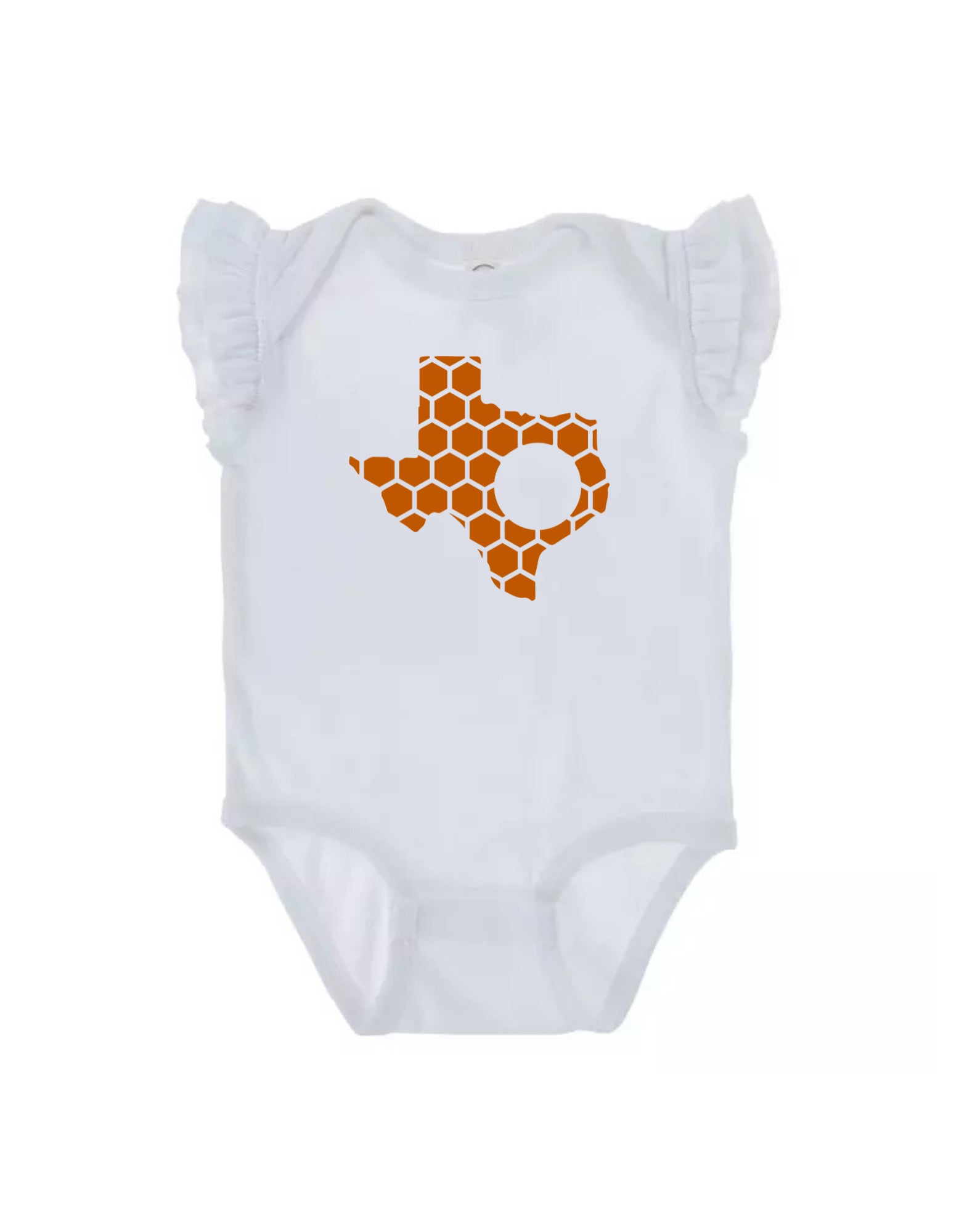Ruffled Sleeve Texas Honeycomb Monogrammed Onesie-Rogue Magnolia Custom Designs