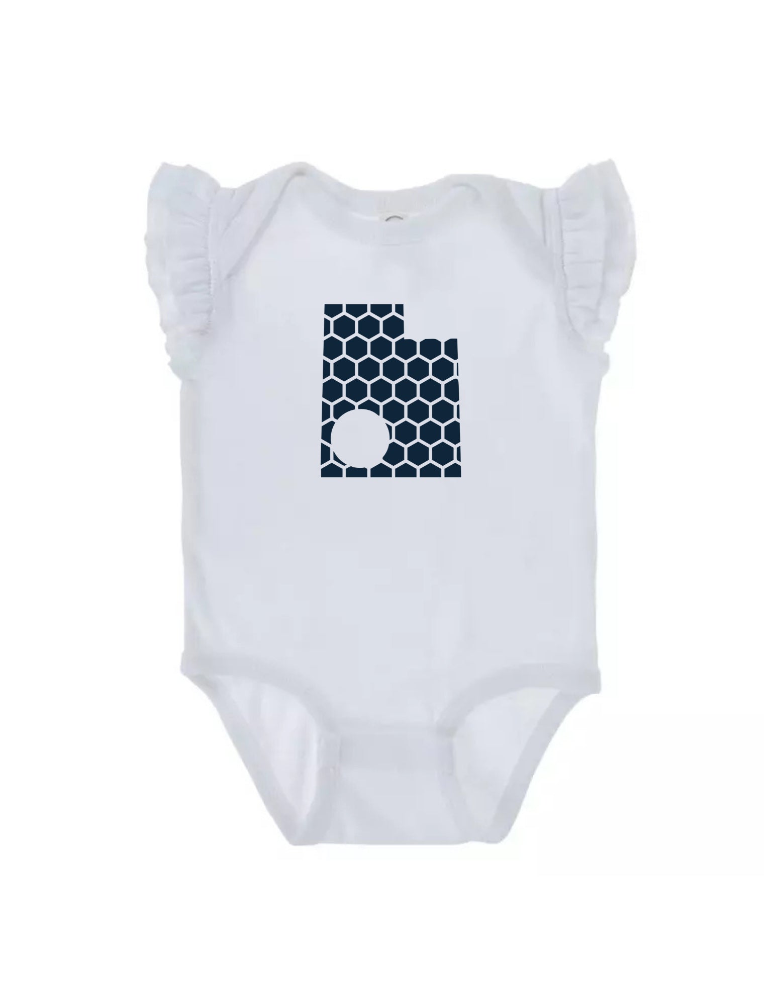 Ruffled Sleeve Utah Honeycomb Monogrammed Onesie-Rogue Magnolia Custom Designs