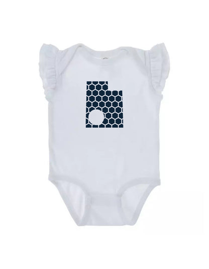Ruffled Sleeve Utah Honeycomb Monogrammed Onesie-Rogue Magnolia Custom Designs