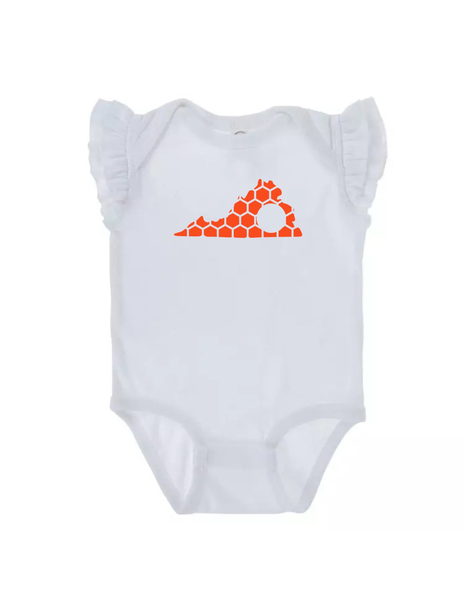 Ruffled Sleeve Virginia Honeycomb Monogrammed Onesie-Rogue Magnolia Custom Designs