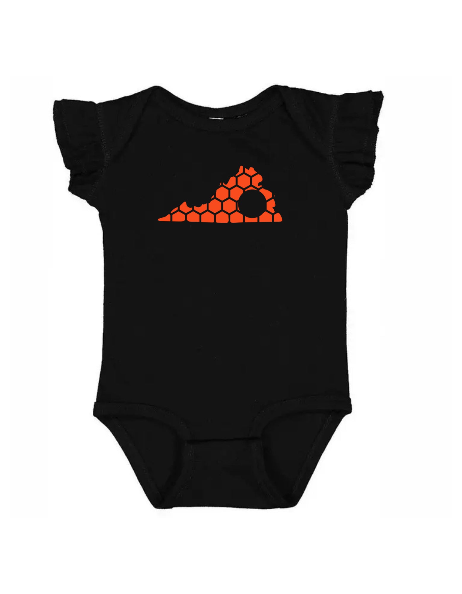 Ruffled Sleeve Virginia Honeycomb Monogrammed Onesie-Rogue Magnolia Custom Designs