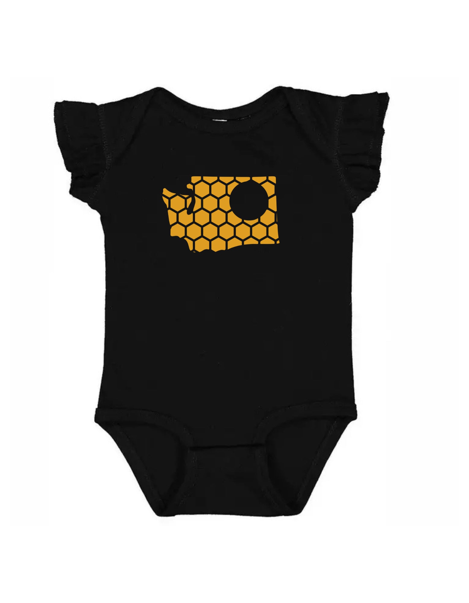 Ruffled Sleeve Washington Honeycomb Monogrammed Onesie-Rogue Magnolia Custom Designs
