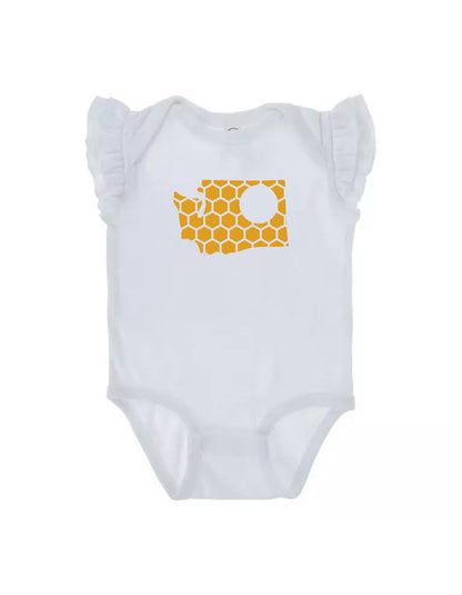 Ruffled Sleeve Washington Honeycomb Monogrammed Onesie-Rogue Magnolia Custom Designs