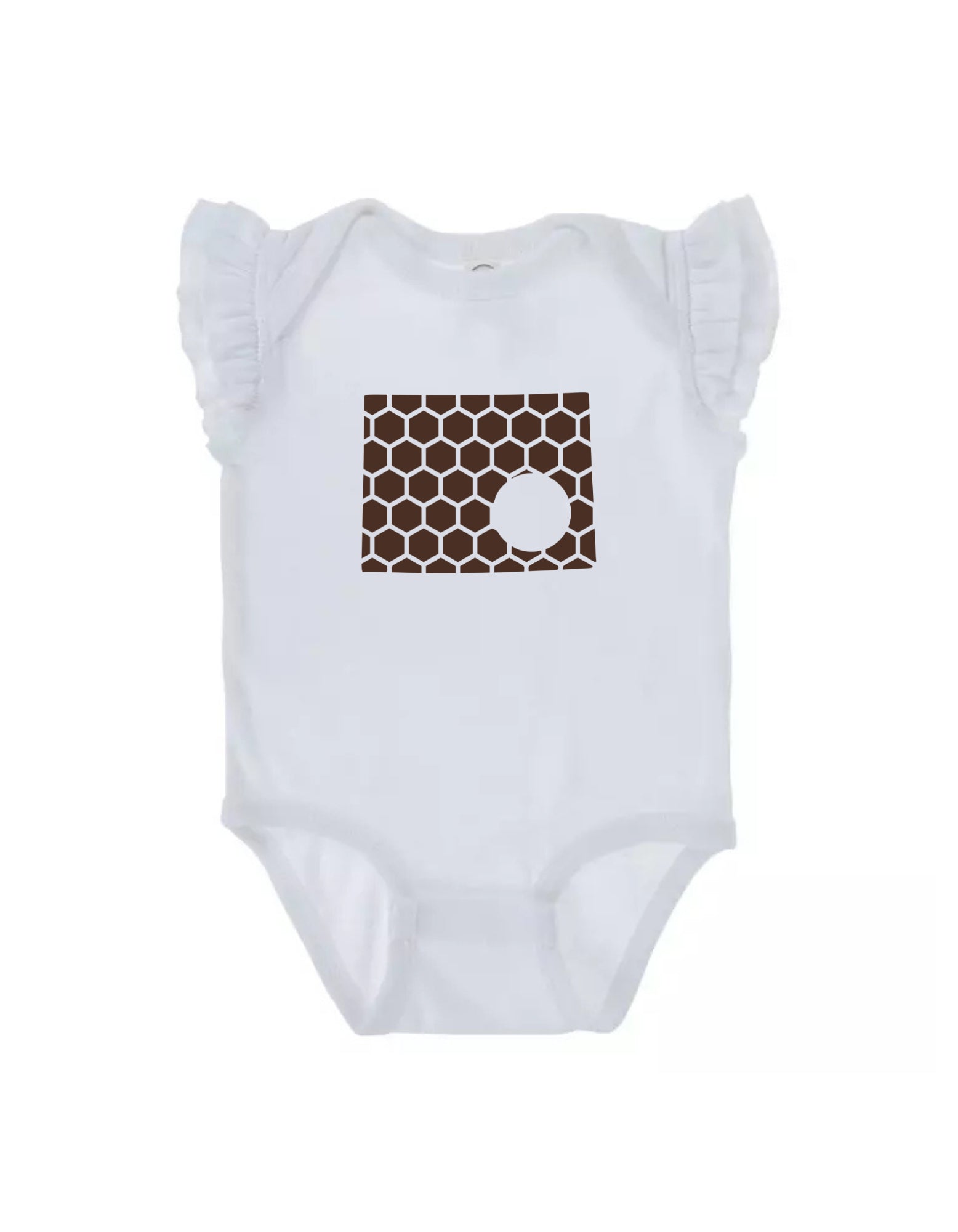 Ruffled Sleeve Wyoming Honeycomb Monogrammed Onesie-Rogue Magnolia Custom Designs