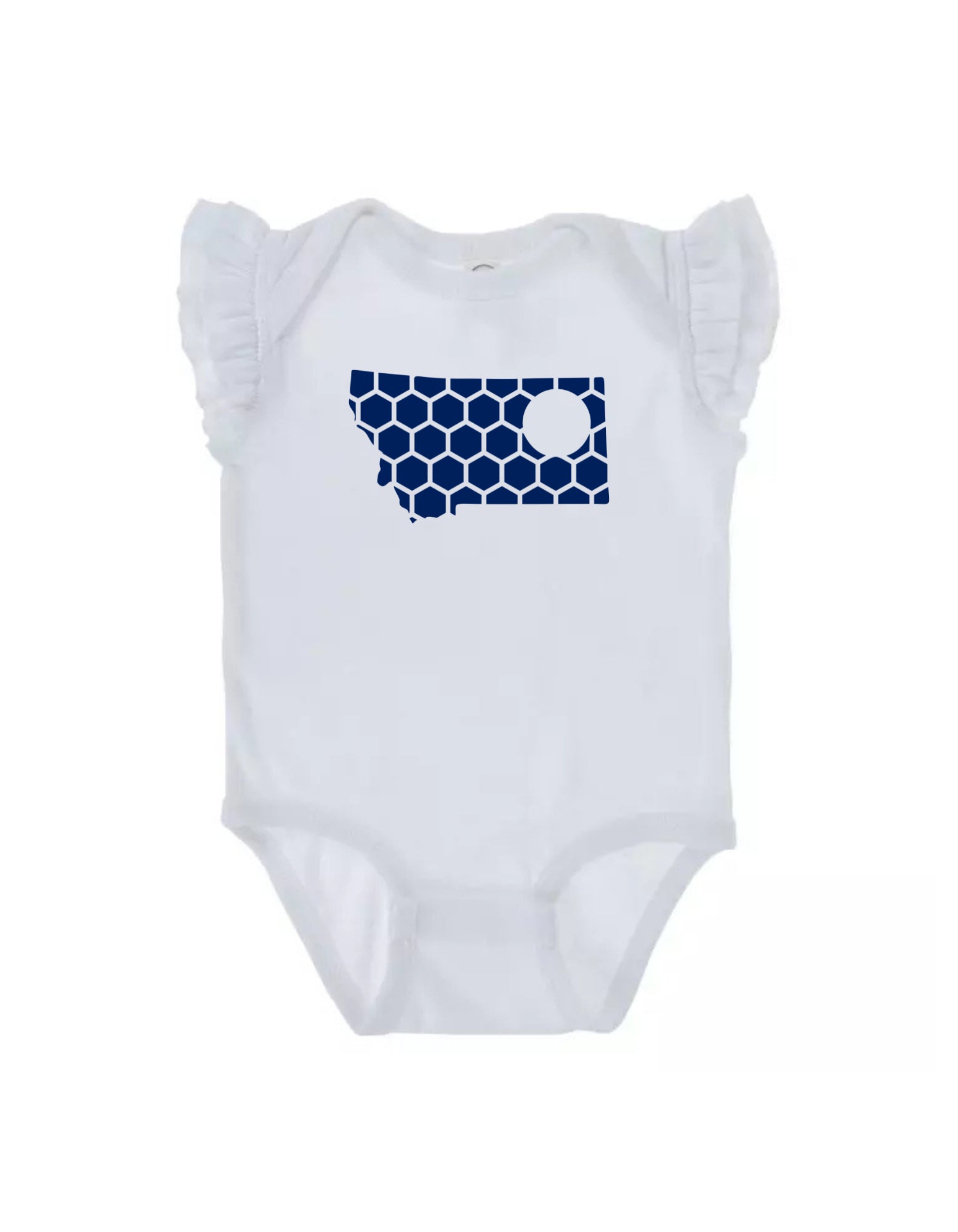 Ruffled Sleeve Montana Honeycomb Monogrammed Onesie-Rogue Magnolia Custom Designs