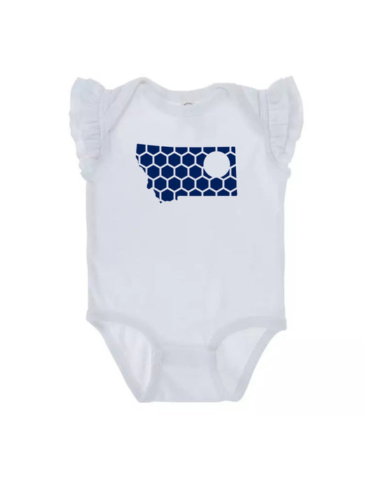 Ruffled Sleeve Montana Honeycomb Monogrammed Onesie-Rogue Magnolia Custom Designs