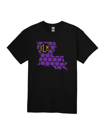 Louisiana Honeycomb Crewneck T-Shirt-Rogue Magnolia Custom Designs