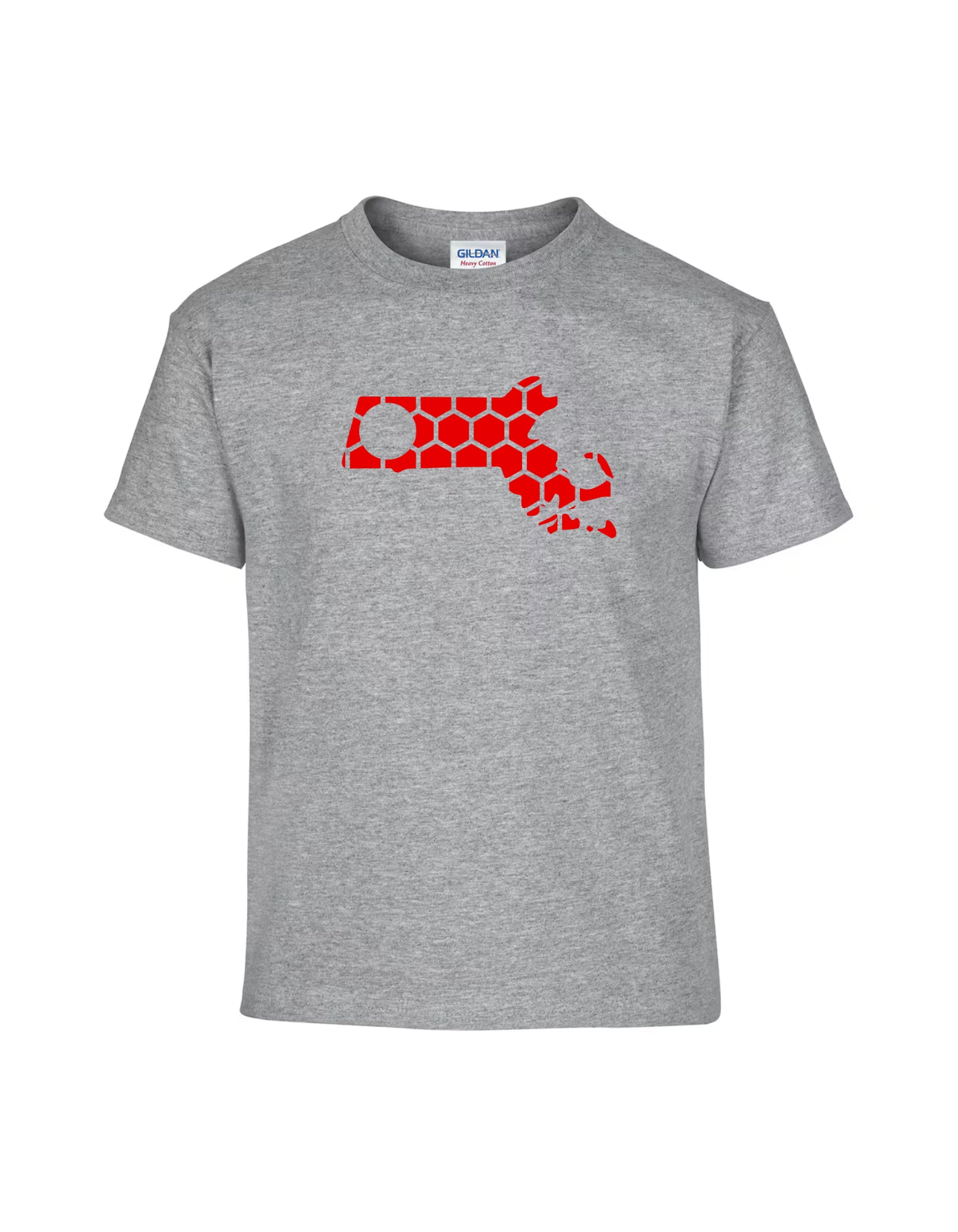 Massachusetts Honeycomb Crewneck T-Shirt-Rogue Magnolia Custom Designs