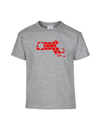 Massachusetts Honeycomb Crewneck T-Shirt-Rogue Magnolia Custom Designs