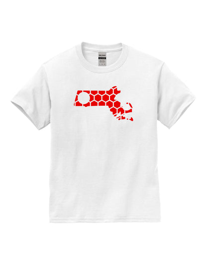 Massachusetts Honeycomb Crewneck T-Shirt-Rogue Magnolia Custom Designs