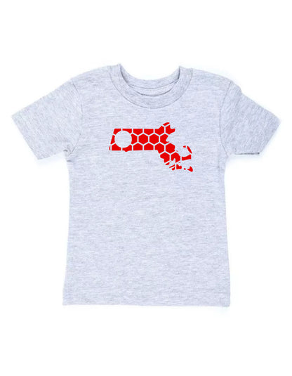 Massachusetts Honeycomb Crewneck T-Shirt-Rogue Magnolia Custom Designs