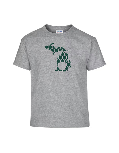 Michigan Honeycomb Crewneck T-Shirt-Rogue Magnolia Custom Designs