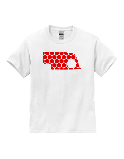 Nebraska Honeycomb Crewneck T-Shirt-Rogue Magnolia Custom Designs