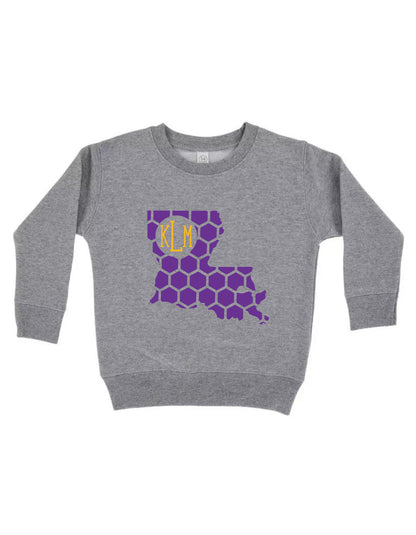 Louisiana Honeycomb Crewneck Sweatshirt-Rogue Magnolia Custom Designs