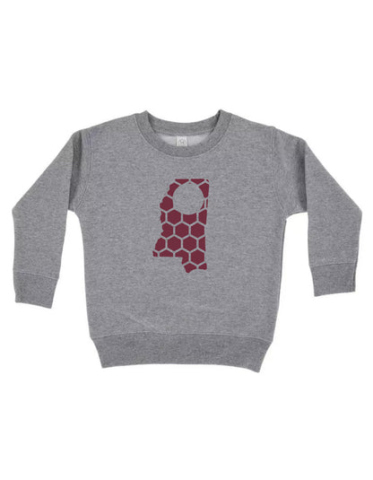 Mississippi Honeycomb Monogrammed Sweatshirt-Rogue Magnolia Custom Designs