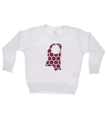 Mississippi Honeycomb Monogrammed Sweatshirt-Rogue Magnolia Custom Designs