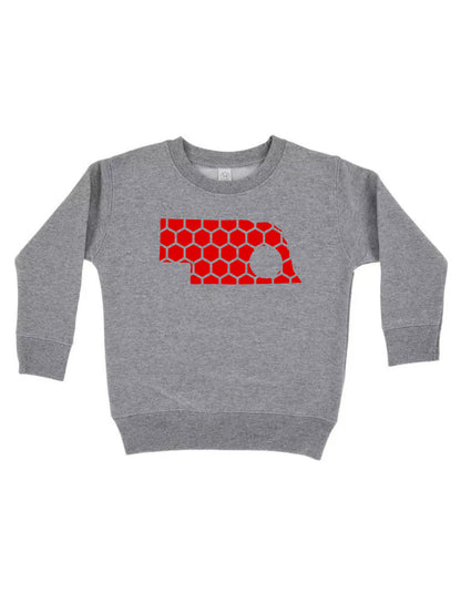 Nebraska Honeycomb Monogrammed Sweatshirt-Rogue Magnolia Custom Designs