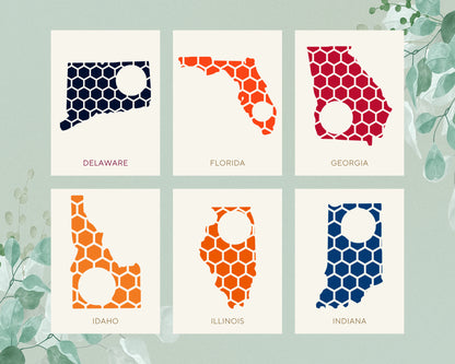 State Honeycomb Monogrammed Gerber Onesie-Rogue Magnolia Custom Designs