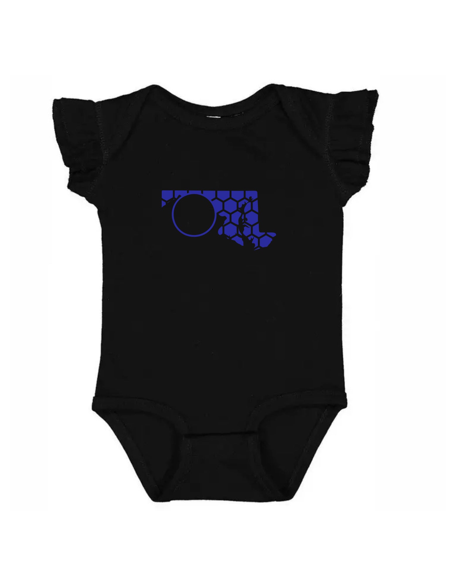Ruffled Sleeve Maryland Honeycomb Monogrammed Onesie-Rogue Magnolia Custom Designs
