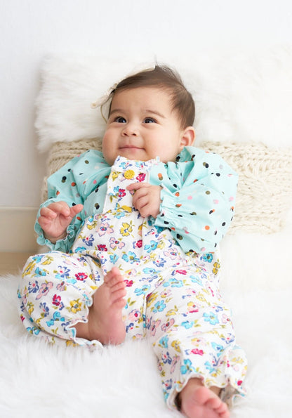 Platinum Mint Floral Romper – Sweet Baby Girl Outfit