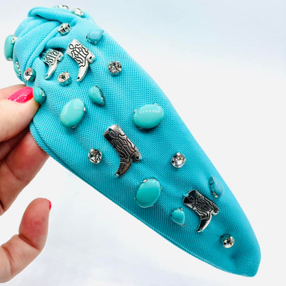 Cowboy Embellished Topknot Headband
