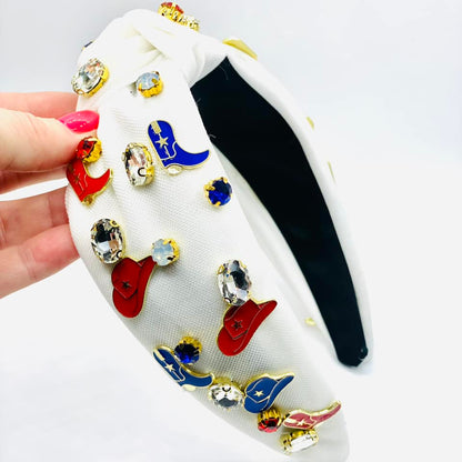 Cowboy Embellished Topknot Headband