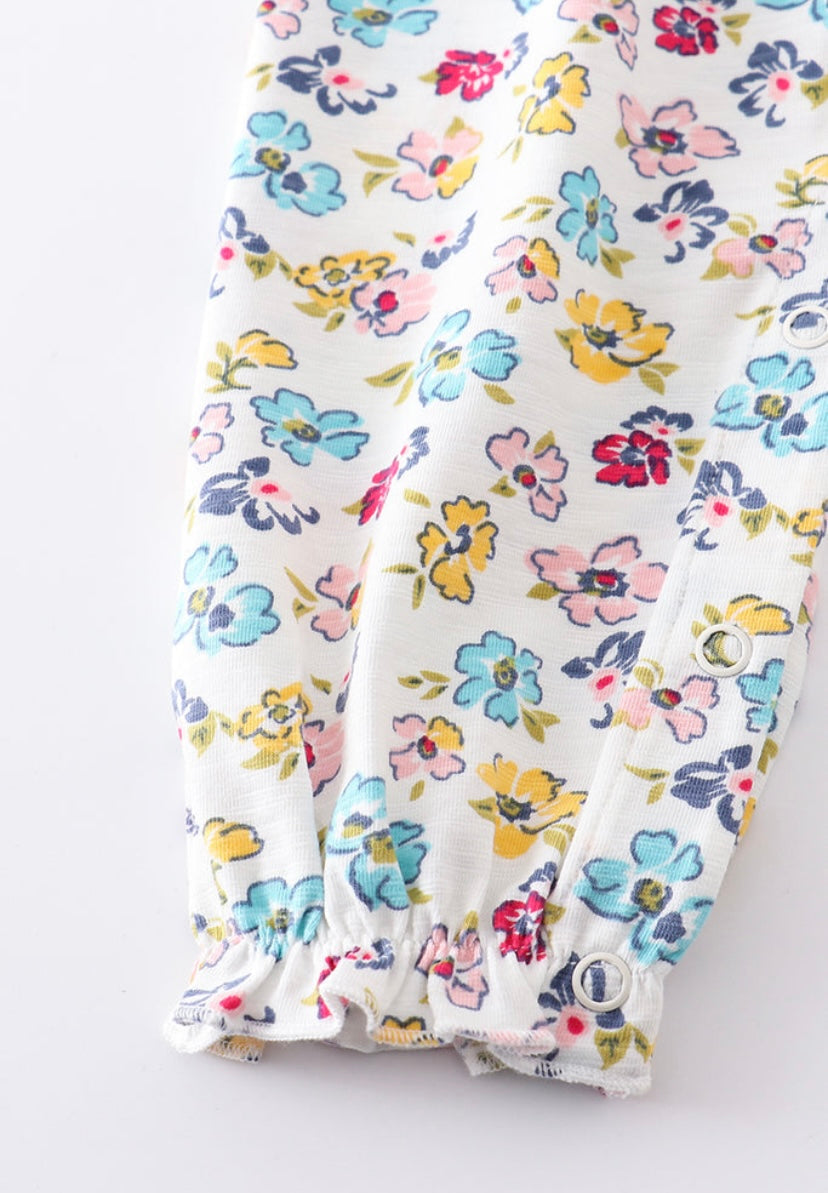 Platinum Mint Floral Romper – Sweet Baby Girl Outfit
