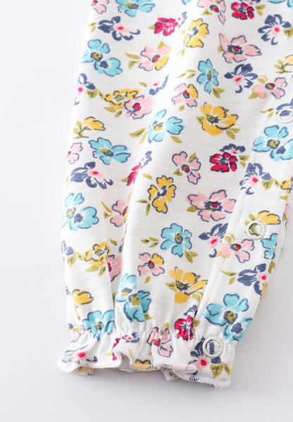 Platinum Mint Floral Romper – Sweet Baby Girl Outfit