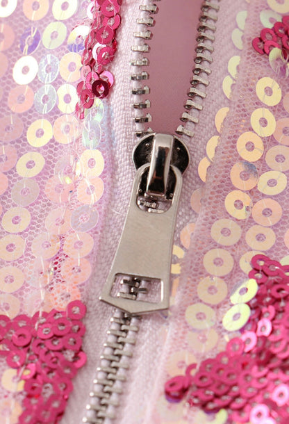 Pink star sequin girl bomber jacket