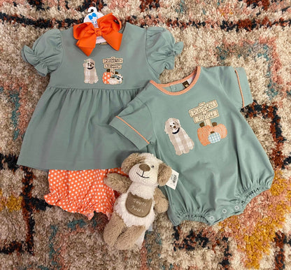 Pumpkin Patch Applique Boys Bubble – Baby Boy Fall Outfit