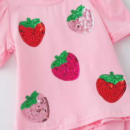 Strawberry Sequin Girls Set