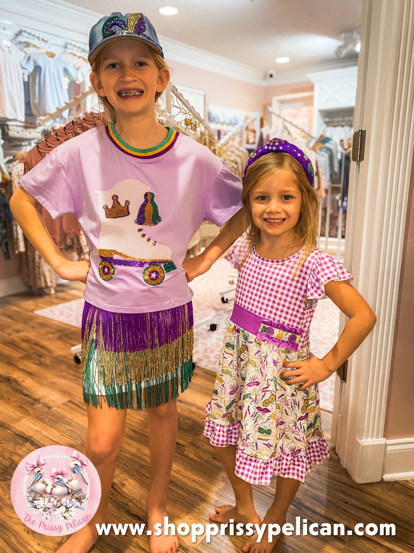 MARDI GRAS TIERED FRINGE SKORT