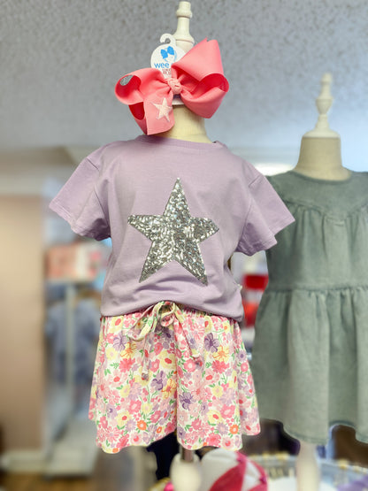 STAR Grosgrain Hair Bow with Embroidery