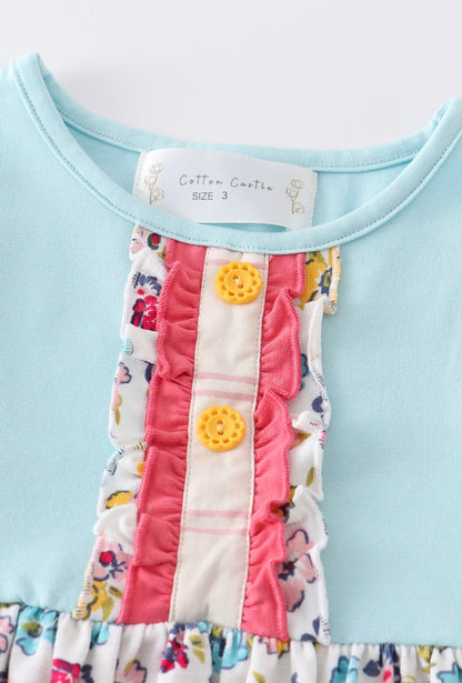 Platinum Mint Floral Dress – Girls Boutique Outfit