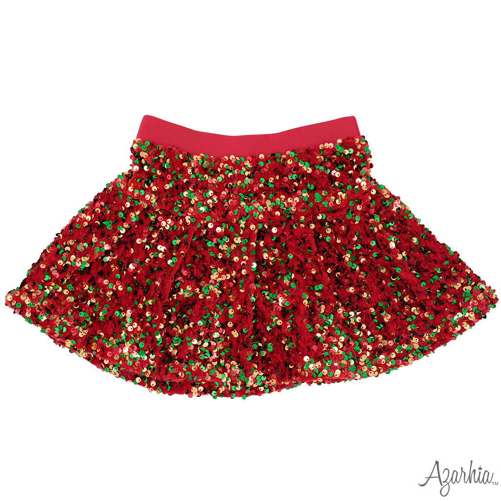 Sequin Velvet Christmas Skort for Girls