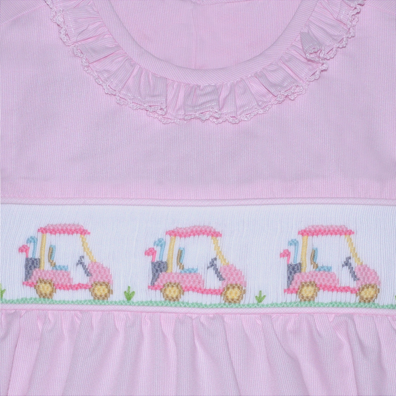 Golf Cart Smocked Dress – Pink