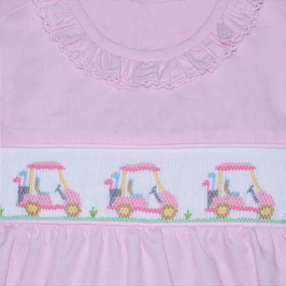 Golf Cart Smocked Dress – Pink