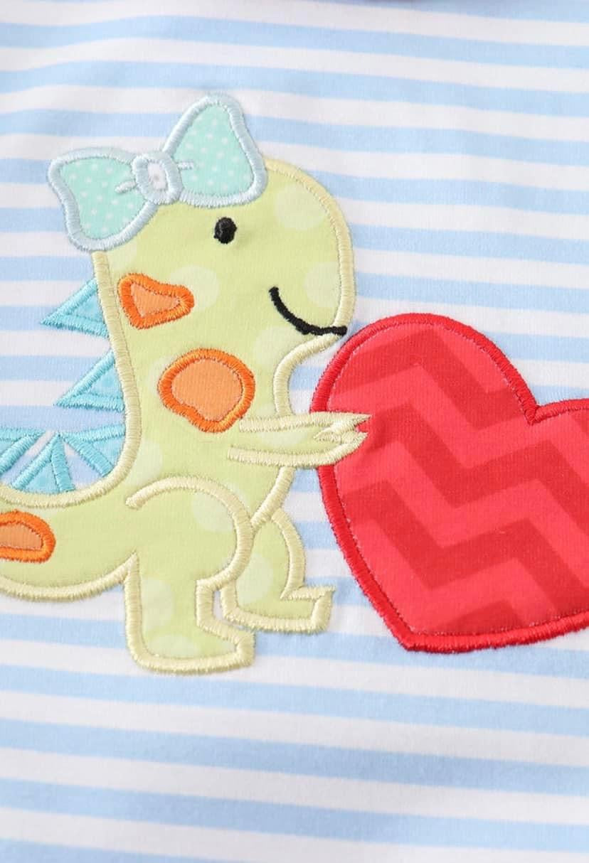 Valentine Dino Ruffle Romper