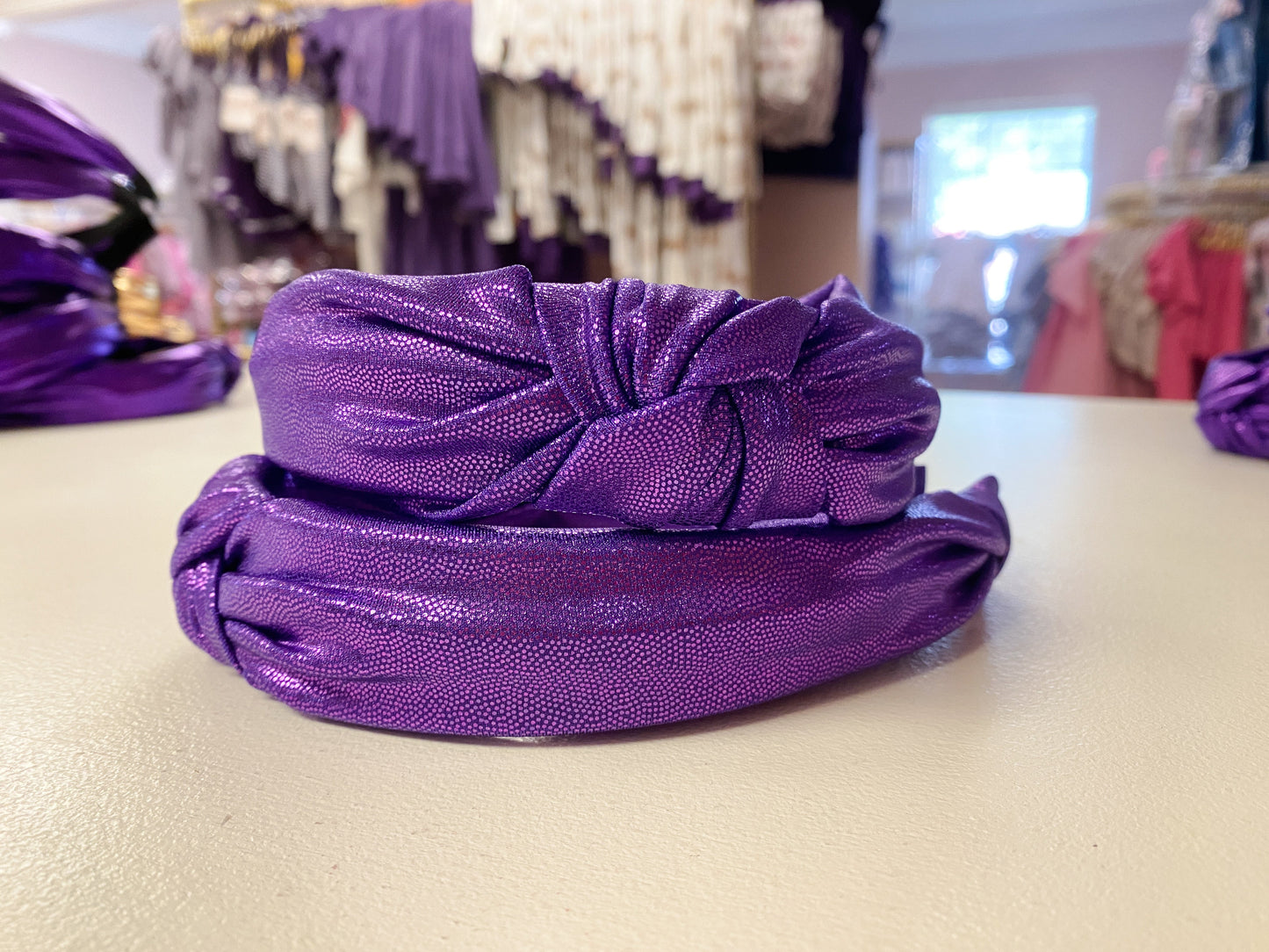 Top Knot Headband in Purple Shimmer