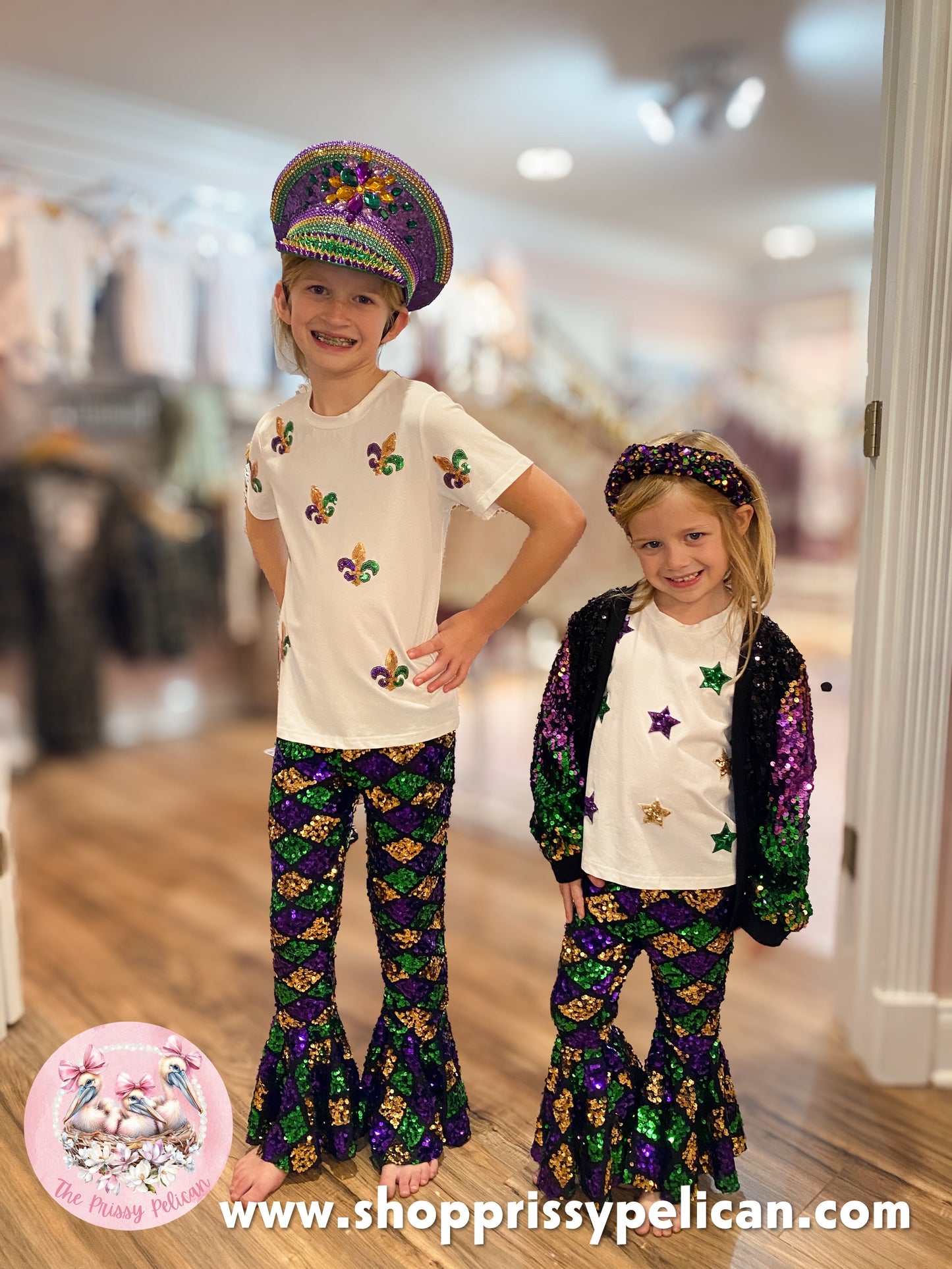 MARDI GRAS SEQUIN BELL LEGGINGS