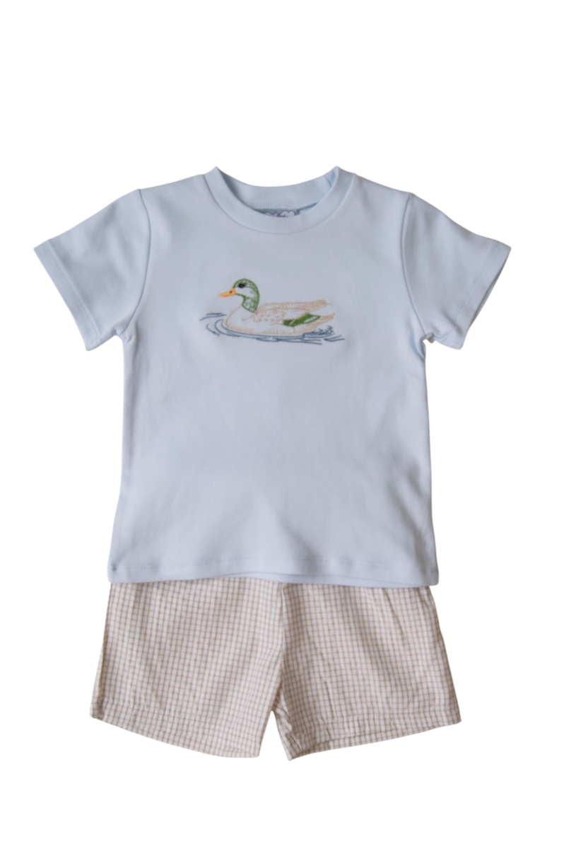 Mallard Duck Embroidered Boys Short Set