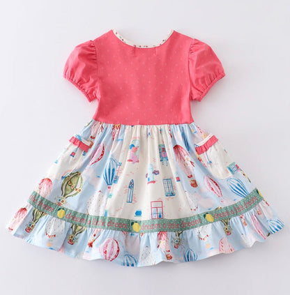 Platinum Hot Air Balloon Dress – Girls Boutique Puff Sleeve Dress