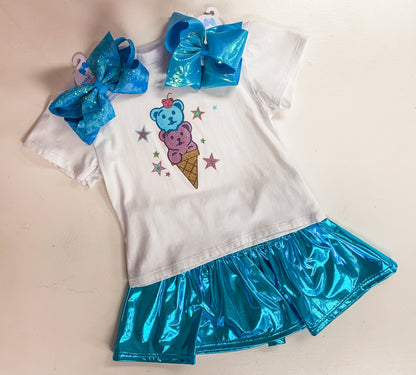 Sheer Iridescent and Grosgrain Overlay Hair Bow