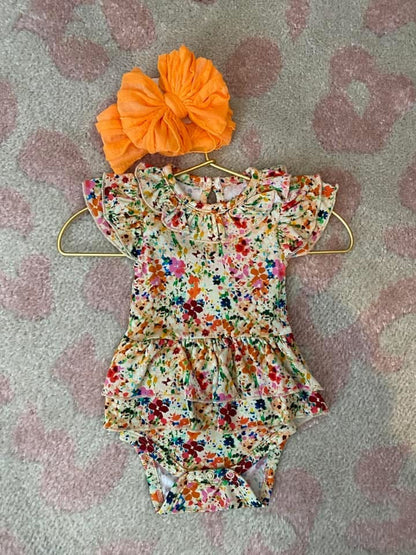 Ruffled Headband- Neon Orange