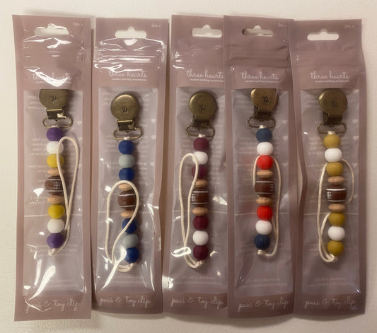 Petite Football Paci & Toy Clip