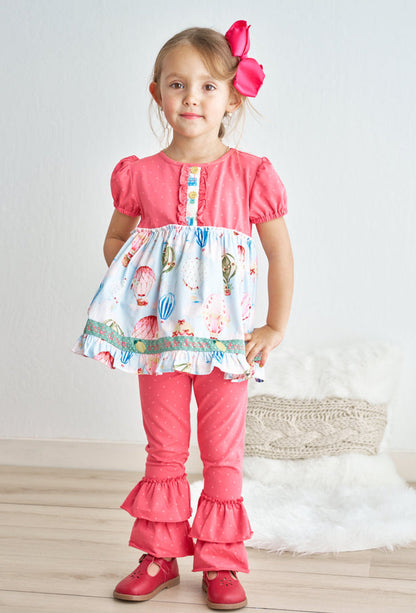 Platinum Hot Air Balloon Pant Set – Boutique Girls Ruffle Outfit