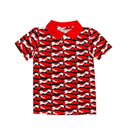 Red and Black Camo Polo