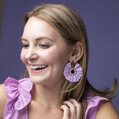Gold Star Raffia Earrings