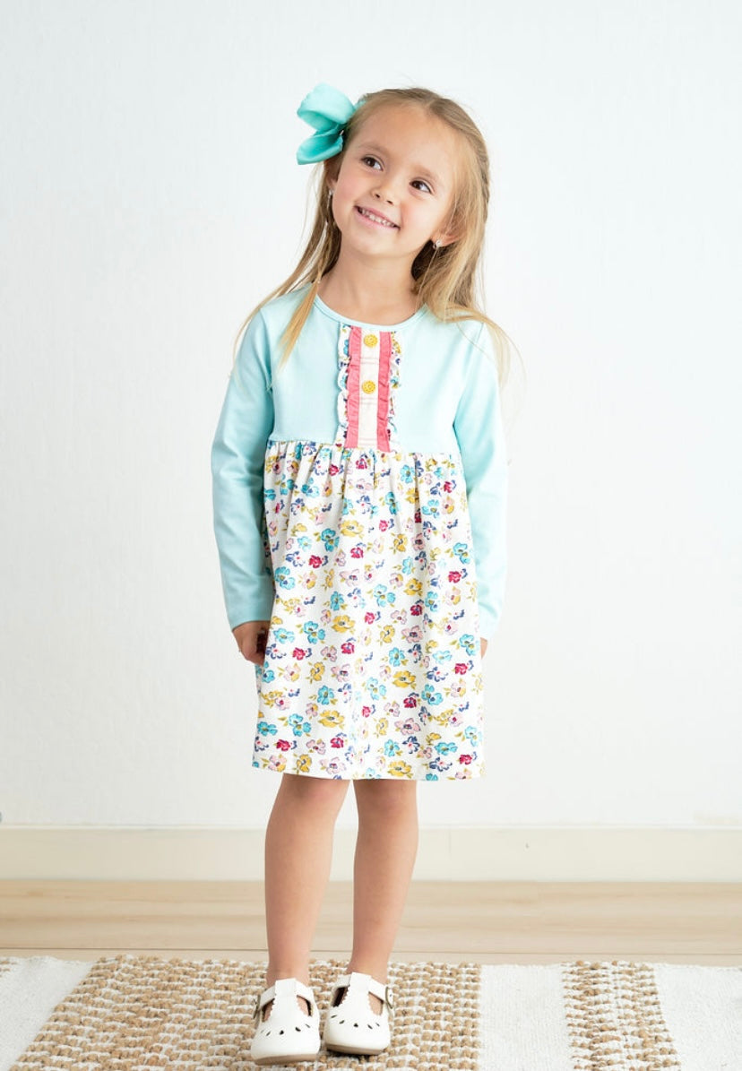 Platinum Mint Floral Dress – Girls Boutique Outfit